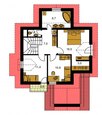Image miroir | Plan de sol du premier étage - PREMIUM 218